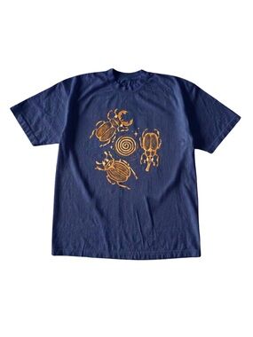 Beetles Spiral Symbol Gold Navy Blue Insect Cottagecore Graphic T-Shirt